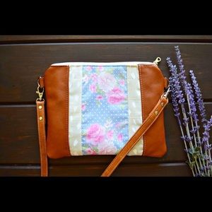 Vintage floral genuine leather crossbody